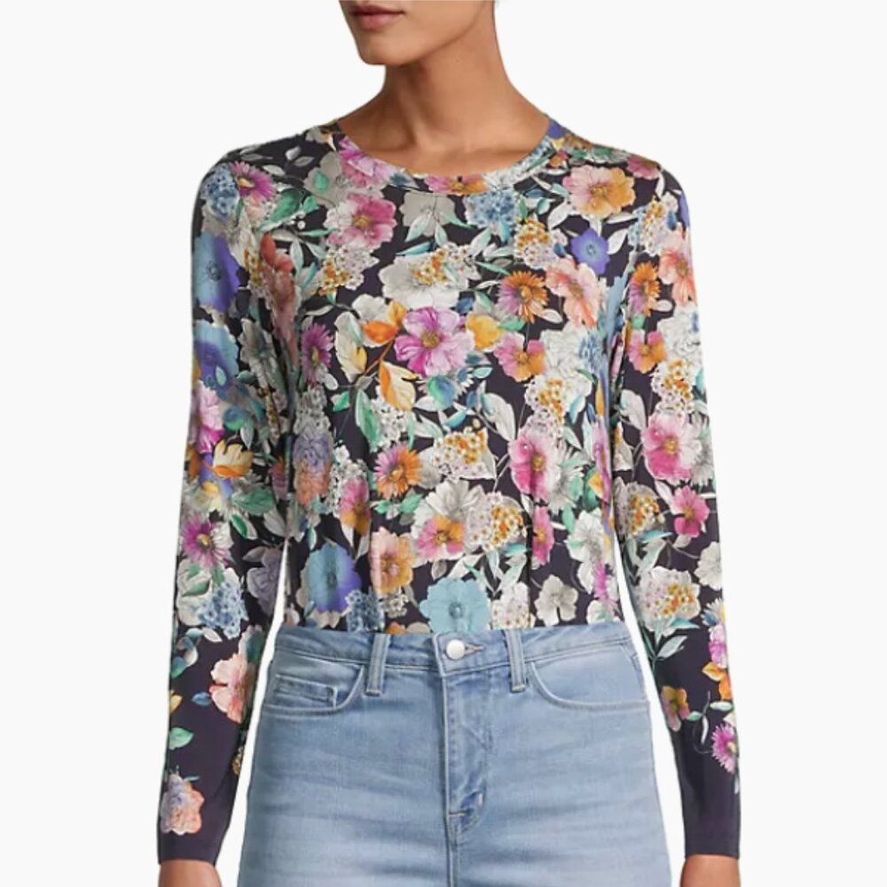 Johnny Was Fall Dance Favorite Long Sleeve Crewneck Swing Tee Top Multi L - Picture 4 of 15